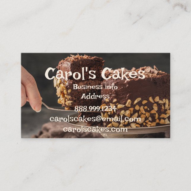 Anpassningsbar Cake & Bröllop Cake Design Bakers Visitkort (Framsida)