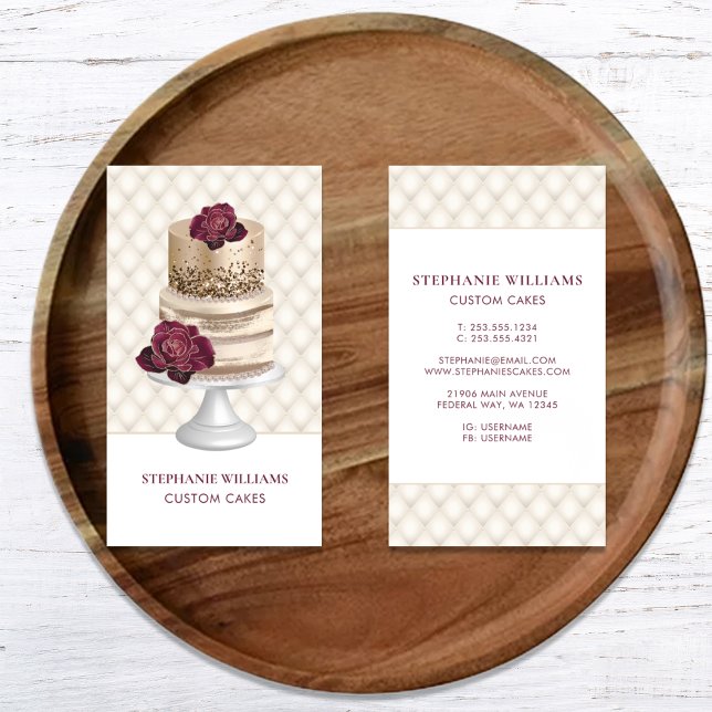 Anpassningsbar Cake för bakverk Visitkort (Bakery Pastry Chef Custom Cake Business Card)