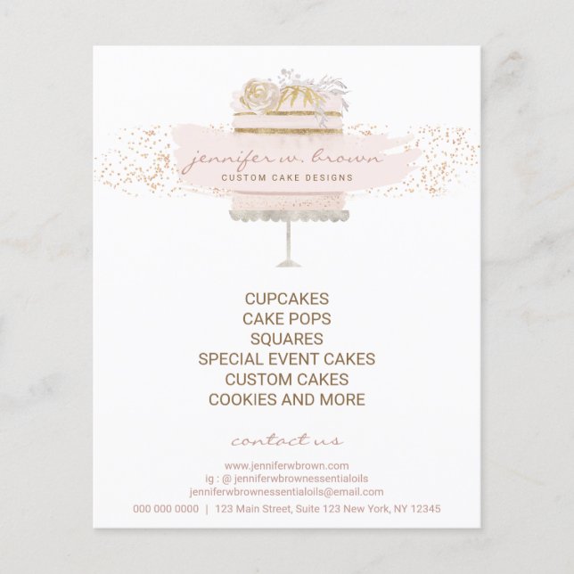 Anpassningsbar Cakes Baker Event Patisserie Girly Flygblad (Framsidan)