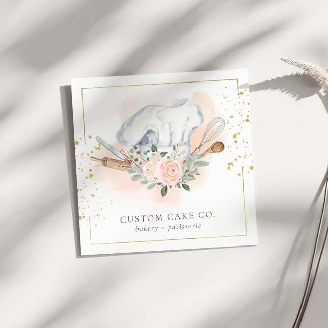 Anpassningsbar Cakes Bakery Chef Hat Verktyg Affär Fyrkantigt Visitkort (Skapare uppladdad)