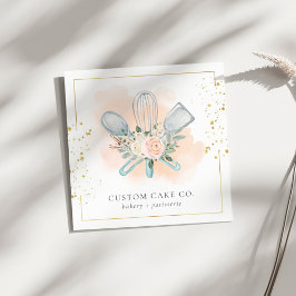 Anpassningsbar Cakes Bakery Chef Verktyg Affärskor Fyrkantigt Visitkort