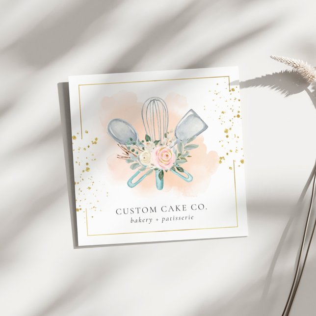Anpassningsbar Cakes Bakery Chef Verktyg Affärskor Fyrkantigt Visitkort (Skapare uppladdad)