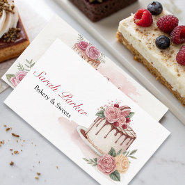 Anpassningsbar Cakes Bakery-lagrets vattenfärg Visitkort