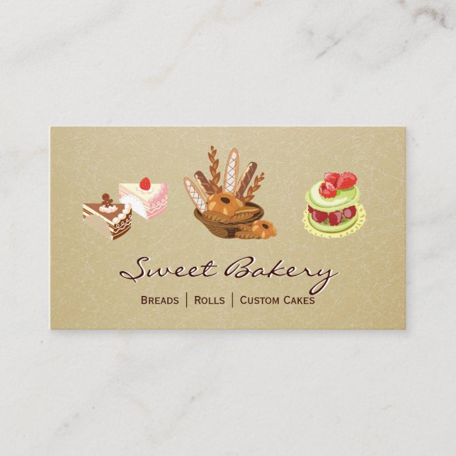 Anpassningsbar Cakes & BreadRolls Dessert Bakery S Visitkort (Framsida)