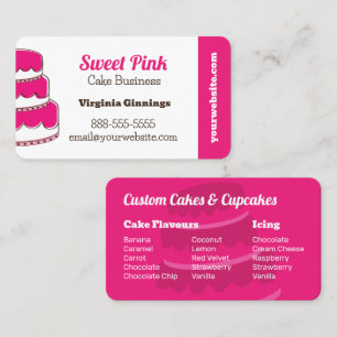 Anpassningsbar Cakes Rosa Bakery Menu Flavors Visitkort