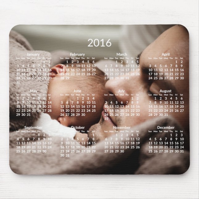 Anpassningsbar Calendar 2016 Mousepads Lägg till b Musmatta (Framsidan)