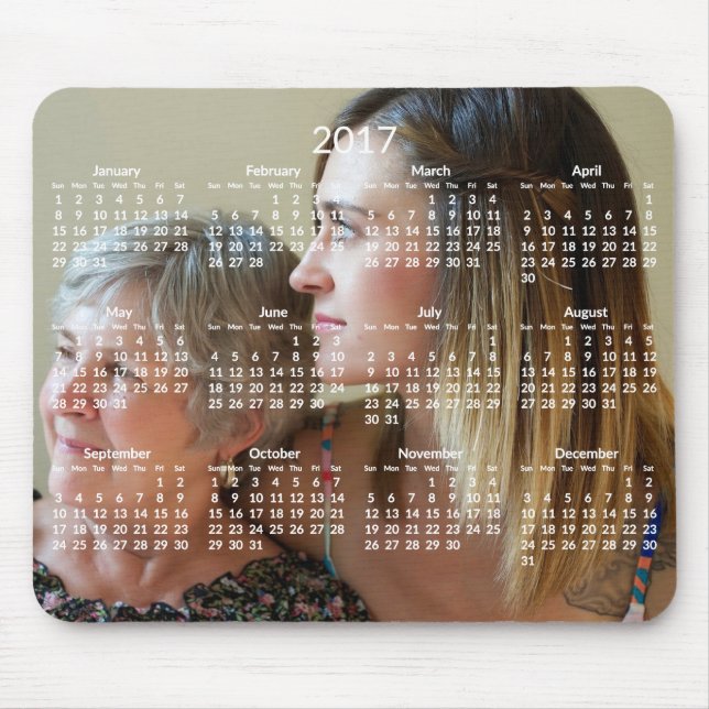 Anpassningsbar Calendar 2017 Mousepads Lägg till b Musmatta (Framsidan)