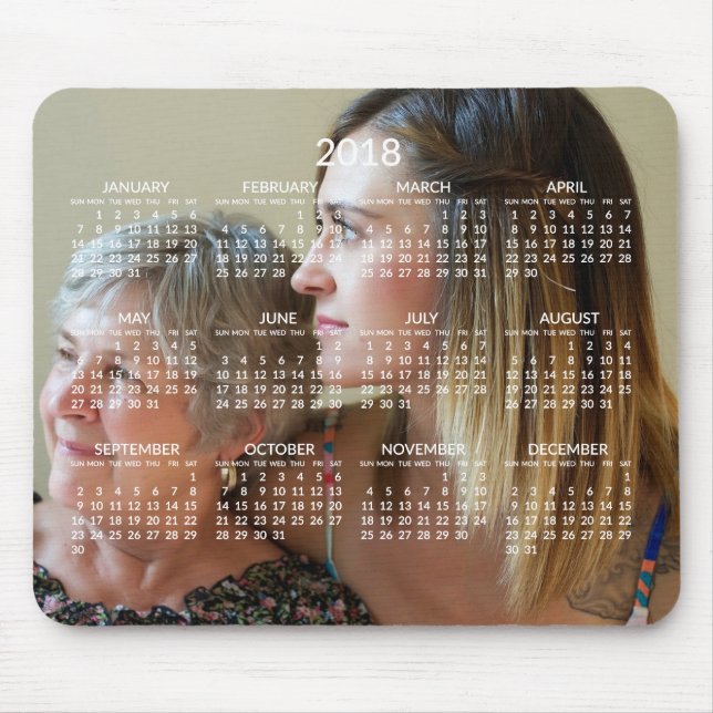 Anpassningsbar Calendar 2018 Mousepads Lägg till b Musmatta (Framsidan)