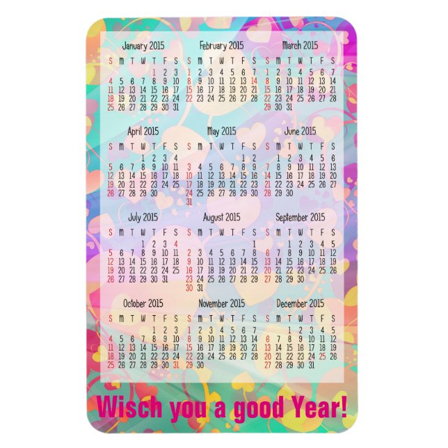 Anpassningsbar Calendar + ditt eget foto/din egen  Magnet (Vertikal)