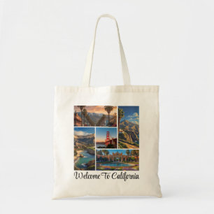 Anpassningsbar California Landmarks Photo Collage Tygkasse