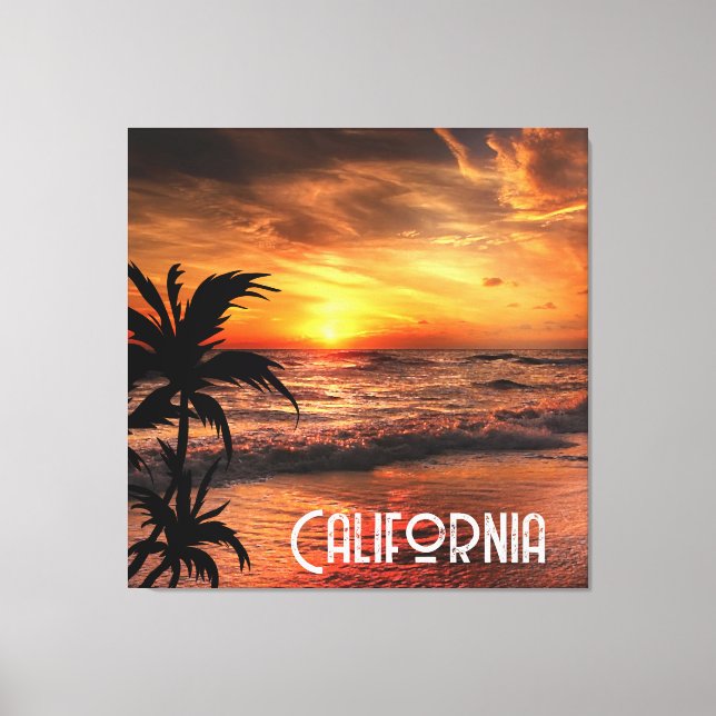 ANPASSNINGSBAR CALIFORNIA SUNSET BEACH NATURE BEAU CANVASTRYCK (Framsida)
