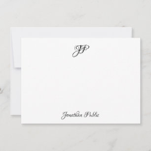 Anpassningsbar Calligraphed Namn Elegant Monogram Anteckningskort