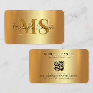 Anpassningsbar Calligraphy Namn QR-kodskript Guld Visitkort