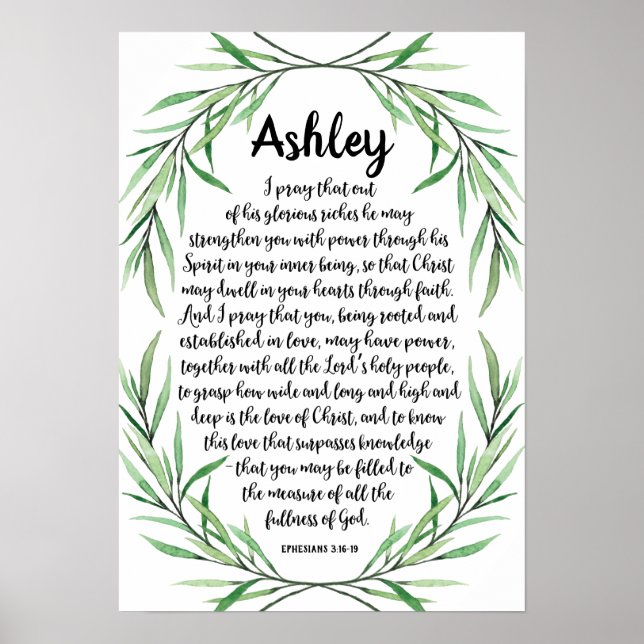 Anpassningsbar Calligraphy Prayer Poster, Eph. 3:1 Poster (Framsidan)