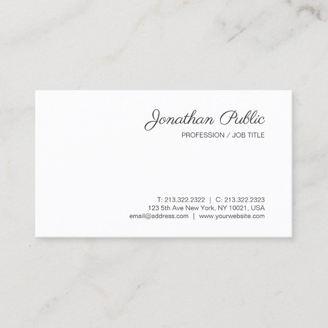 Anpassningsbar Calligraphy Script Modern Minimalis Visitkort (Framsida)
