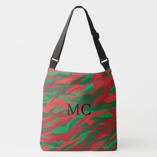 Anpassningsbar Camo Camouflage Red Grönt Zebra Axelväska (Framsida)