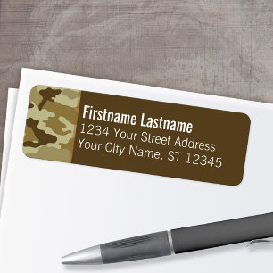 Anpassningsbar Camo-Returetiketter Returadress Etikett