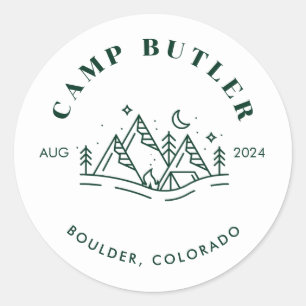 Anpassningsbar Camp Namn Round Sticker Runt Klistermärke