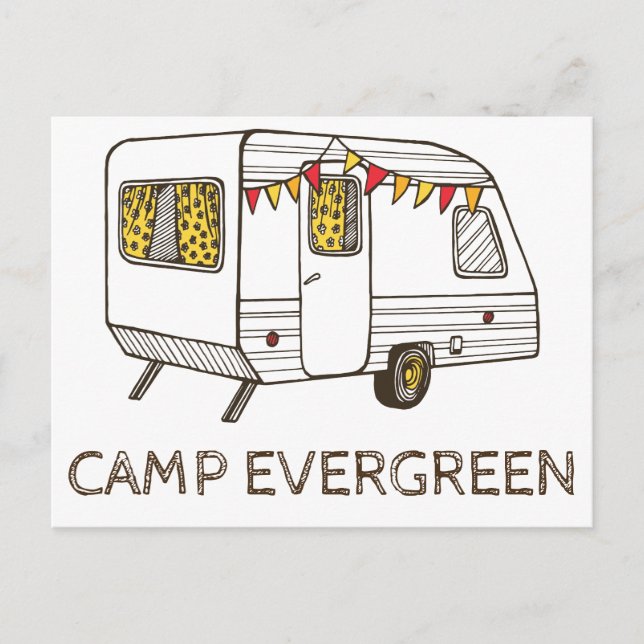 Anpassningsbar Camp-vykort med Camper Trailer Cara Vykort (Framsida)