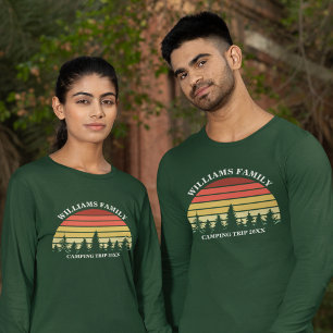Anpassningsbar Camping Resa Forest Sunset Långärma T Shirt