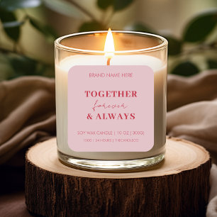 Anpassningsbar Candle Röda och Rosa Valentineser Fyrkantigt Klistermärke