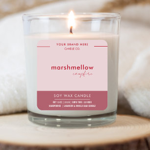Anpassningsbar Candle Rosa Label-etikett Fyrkantigt Klistermärke