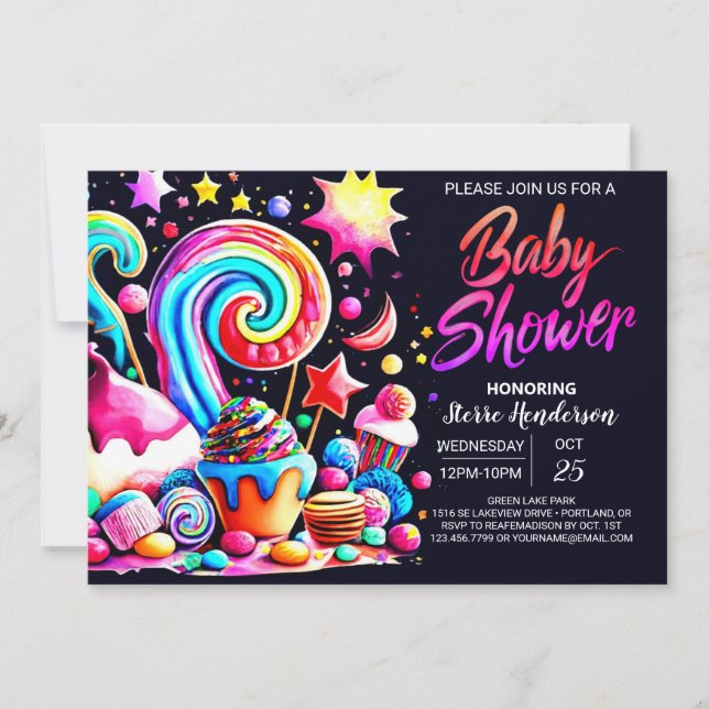Anpassningsbar Candy Baby Shower Inbjudningar (Framsida)