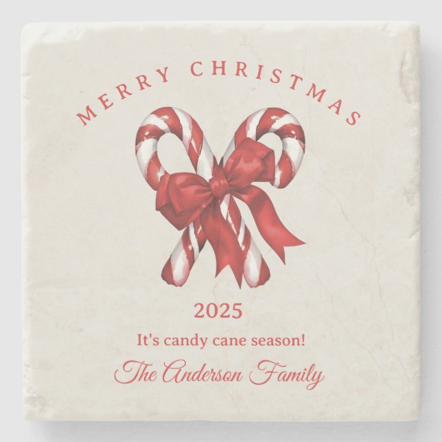 Anpassningsbar candy cane julklapp stenunderlägg (Framsidan)