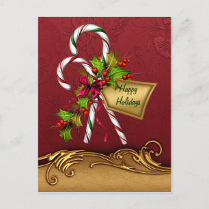 Anpassningsbar Candy cane julkort Helg Vykort