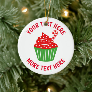Anpassningsbar candy cane kopp kaka Julgran orname Julgransprydnad Keramik