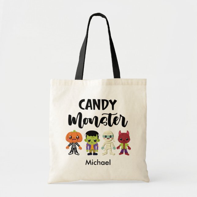 Anpassningsbar Candy Monster Kids Bus eller godis  Tygkasse (Framsidan)