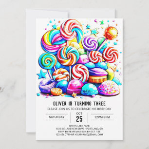 Anpassningsbar Candyland Online Birthday Inbjudningar