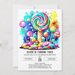 Anpassningsbar Candyland Online Birthday Inbjudningar