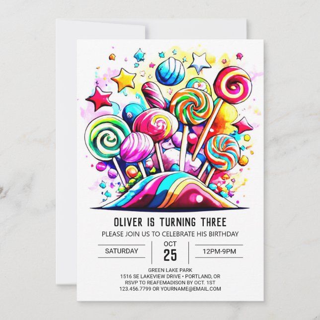 Anpassningsbar Candyland Printable Birthday Inbjudningar (Framsida)