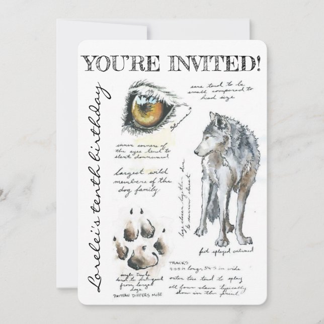 Anpassningsbar Canis Lupus Varg Illustration Inbju Inbjudningar (Framsida)