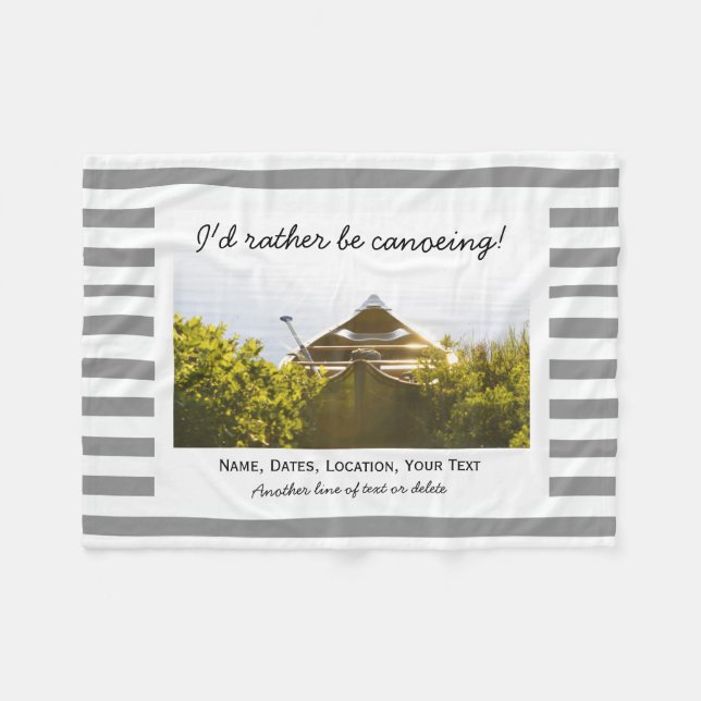 Anpassningsbar Canoeing Canoe Photo Grått & White  Fleecefilt (Framsidan (Horisontell))