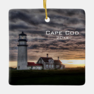 Anpassningsbar Cape Cod Lighthouse Travel 2 Foto M Julgransprydnad Keramik