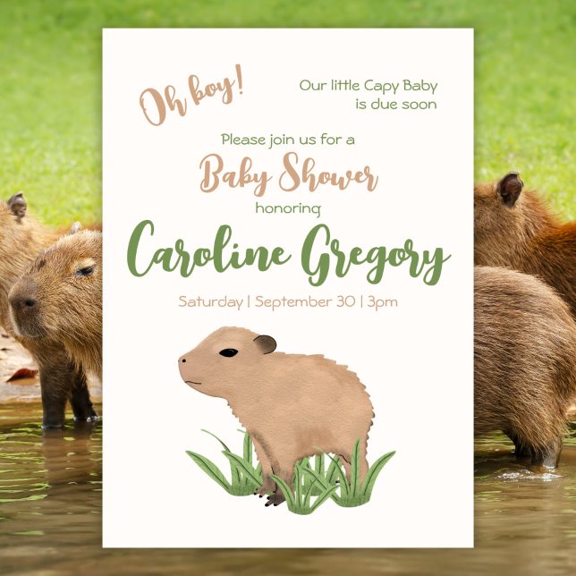 Anpassningsbar Capy Baby Oh Boy Capybara Baby Show Inbjudningar (Skapare uppladdad)