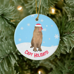 Anpassningsbar Capy Helgdagars Funny Cute Capybara Julgransprydnad Keramik