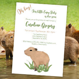 Anpassningsbar Capy Pojke Capybara Pun Baby Shower Inbjudningar