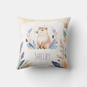 Anpassningsbar Capybara Pillow med Boho Blommigt D Kudde