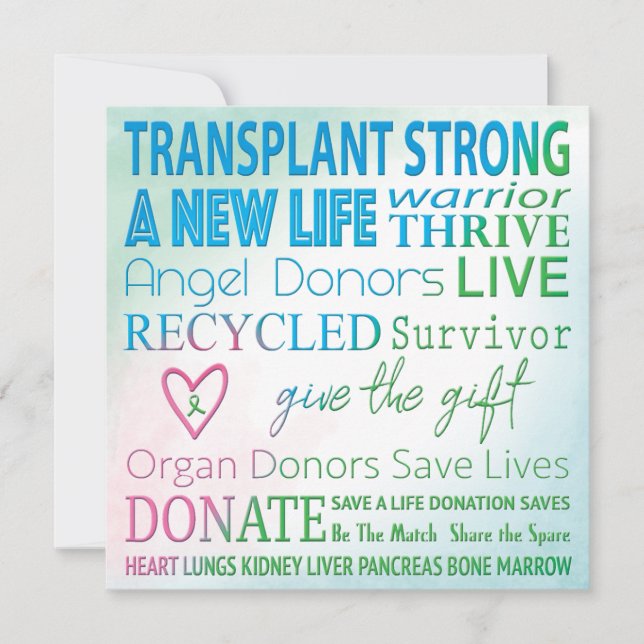 Anpassningsbar Card Transplant Organ Donation Vatt (Framsida)