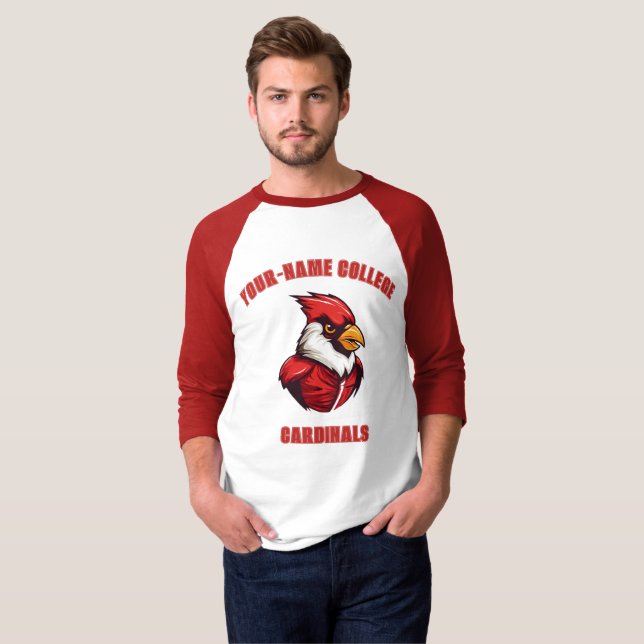 ANPASSNINGSBAR Cardinal Mascot | Red - School Coll T Shirt (Hel framsida)