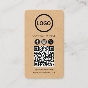Anpassningsbar Cards Social Media QR Code Kraft Pa Visitkort