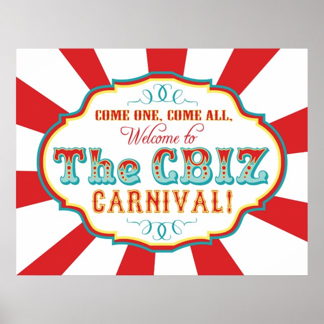 ANPASSNINGSBAR Carnival Circus Birthday Banner CBI Poster (Framsidan)