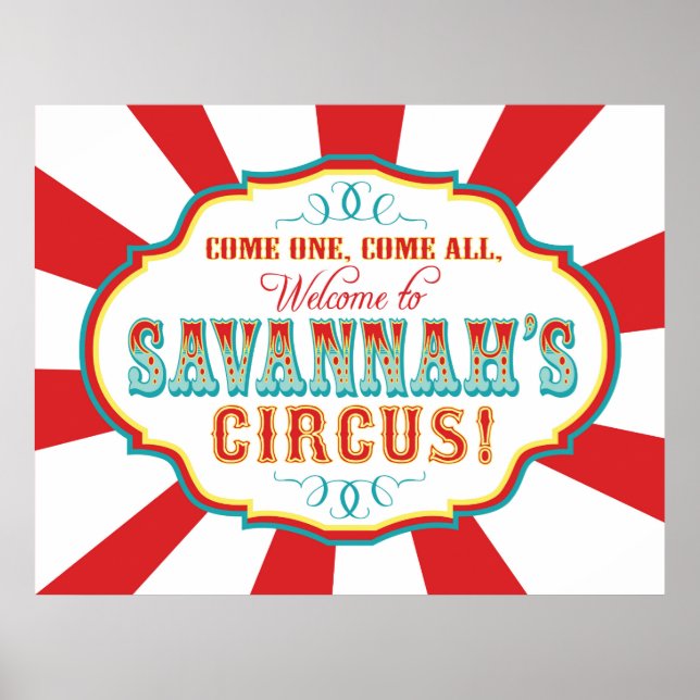 Anpassningsbar Carnival Välkommen Birthday Banner  Poster (Framsidan)