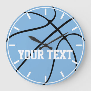 Anpassningsbar Carolina Blue / Light Blue Basketba Stor Klocka