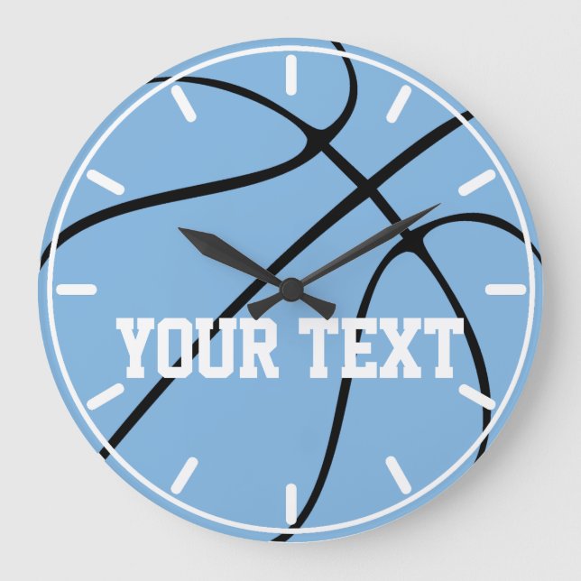 Anpassningsbar Carolina Blue / Light Blue Basketba Stor Klocka (Framsida)