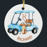 Anpassningsbar Cart Klubbs Monogram Namn Julgransprydnad Keramik<br><div class="desc">Anpassningsbar Cart-Klubbar med namn och monogrammade julprydnadsföremål - detta är en underbar gåva till alla golf älskare - enkel och elegant. Anpassa den med initialer/monogrammet. Om du har några designfrågor eller en speciell begäran,  skicka ett e-postmeddelande till: charmdesignstudio@rcn.com</div>