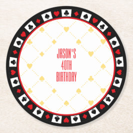 Anpassningsbar Casino Party Decor, Poker-spelkort Underlägg Papper Rund